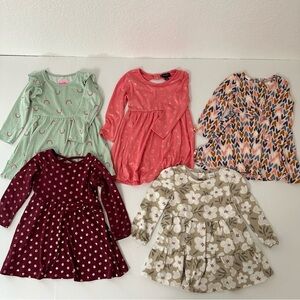 Carter's Bundle Multicolor Baby Girls Longsleeve Dress Collection 18-24 Months